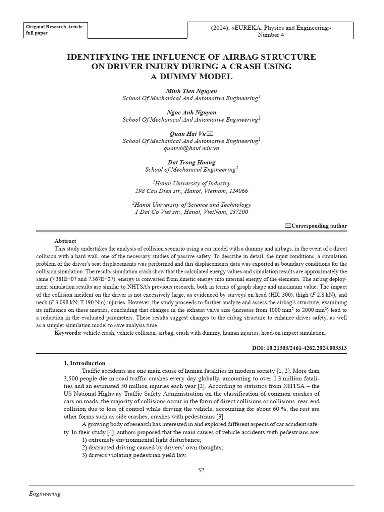 IDENTIFYING THE INFLUENCE OF AIRBAG STRUCTURE ON DRIVER INJURY DURING A ...