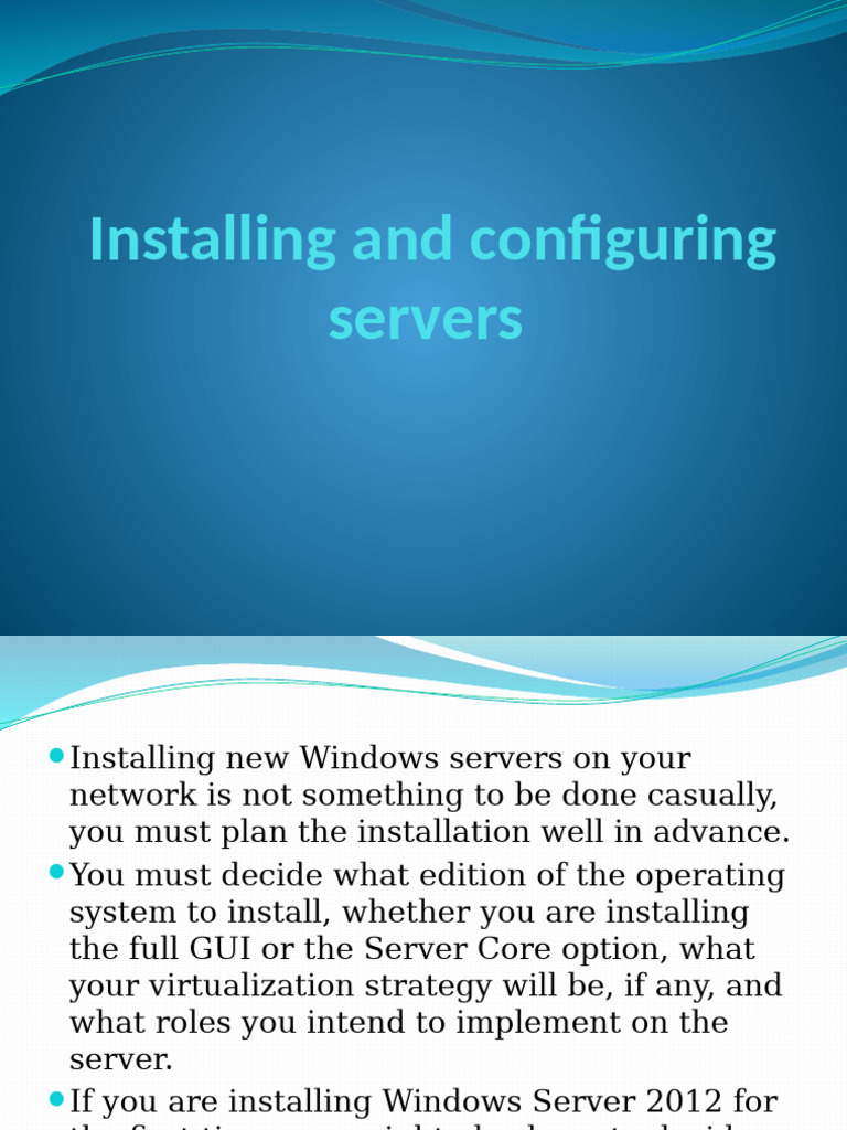 Installing and configuring servers | PDF | Microsoft Windows ...
