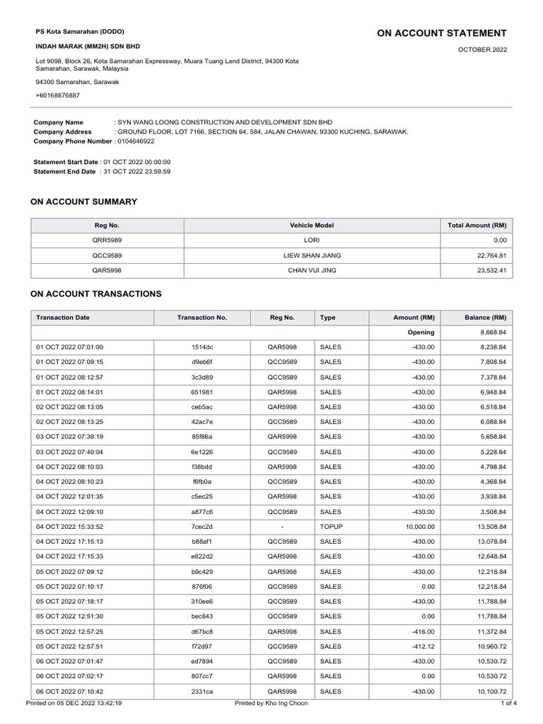 October 2022 Account Statement | PDF
