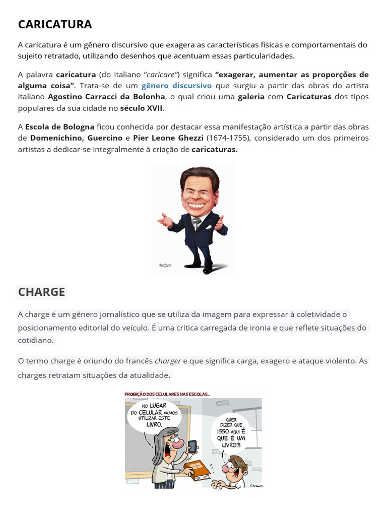 Entenda Caricatura, Charge e Cartum | PDF