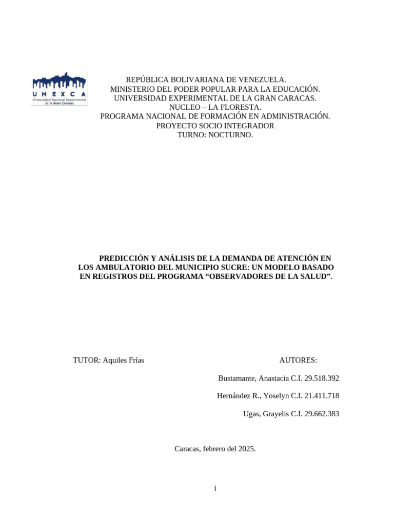 Predicción y Análisis de La Demanda de Atención en Los Ambulatorio Del ...