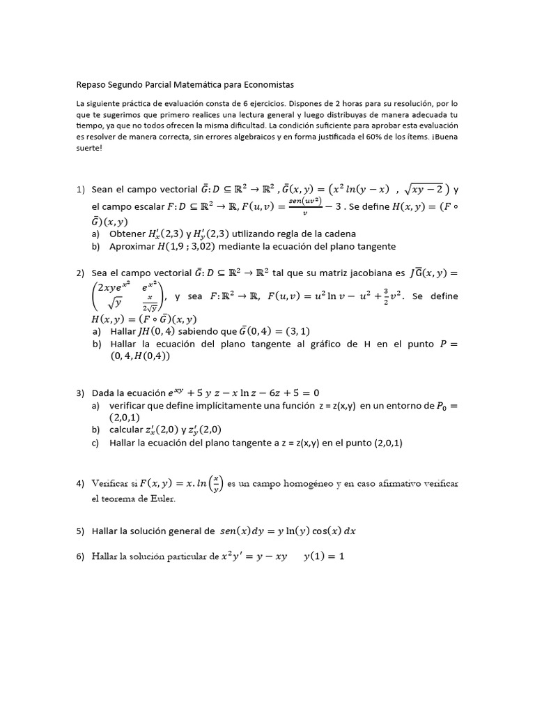 Repaso Matemáticas para Economistas | PDF