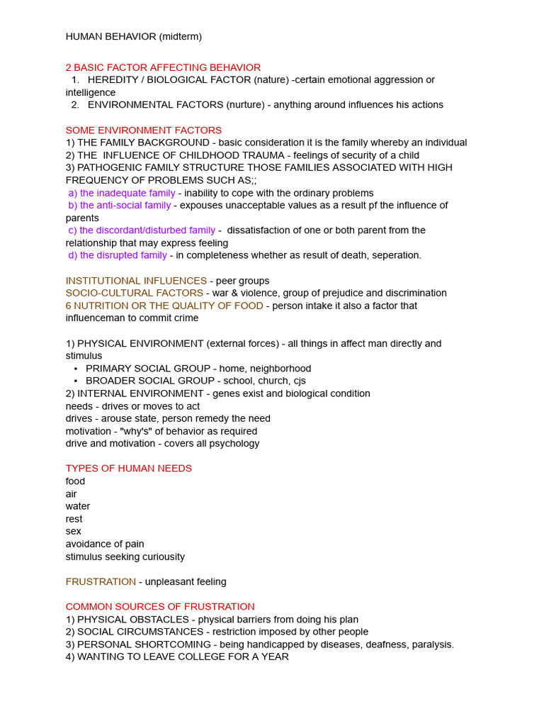 Factors Influencing Human Behavior | PDF