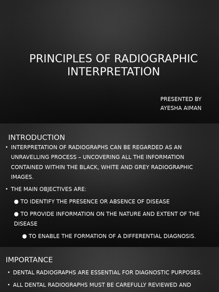 Radiographic Interpretation Principles | PDF | Periodontology | Medical ...