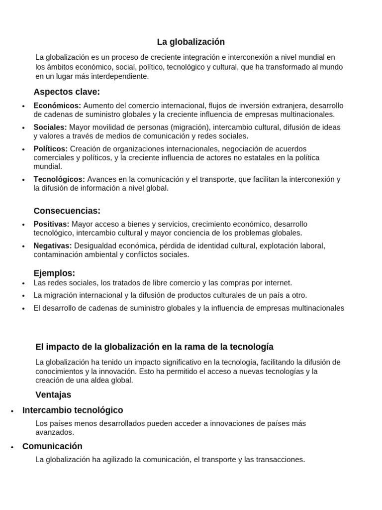 Impacto de la Globalización en Economía y Educación | PDF ...
