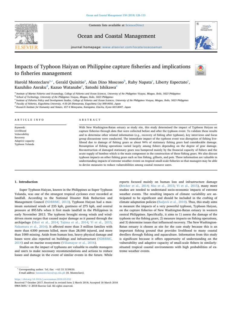 Typhoon Haiyan's Impact on Philippine Fisheries | PDF | Tropical ...