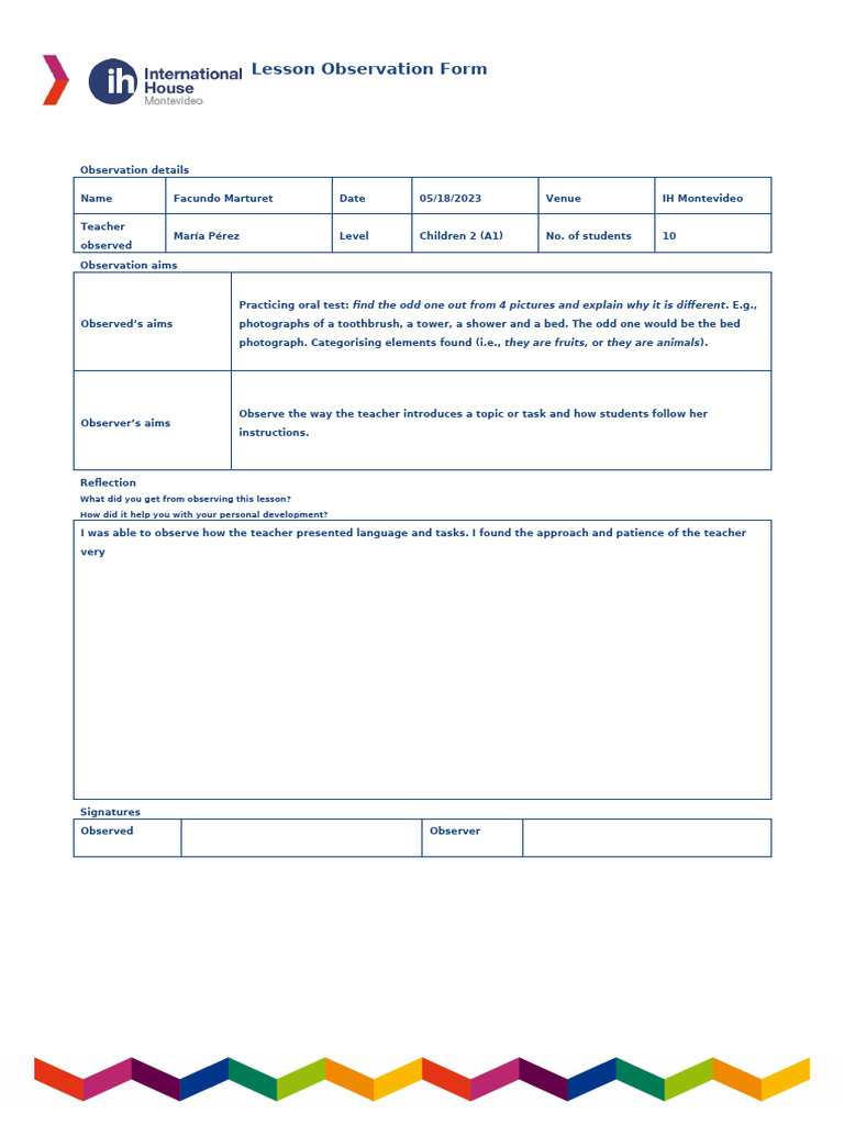 Lesson Observation Form | PDF