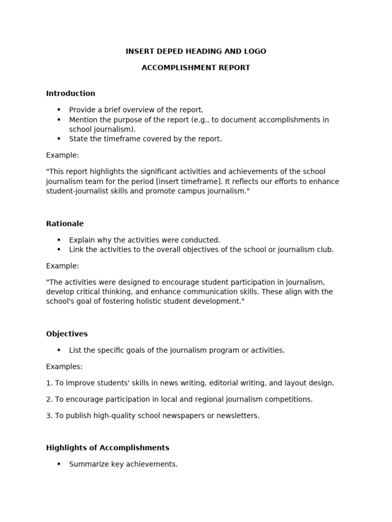 School Journalism Accomplishment Report | PDF | Journalism | Newspapers