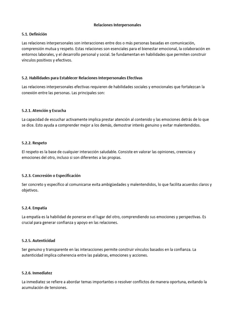Interés Genuino en Relaciones Interpersonales | PDF | Las emociones ...