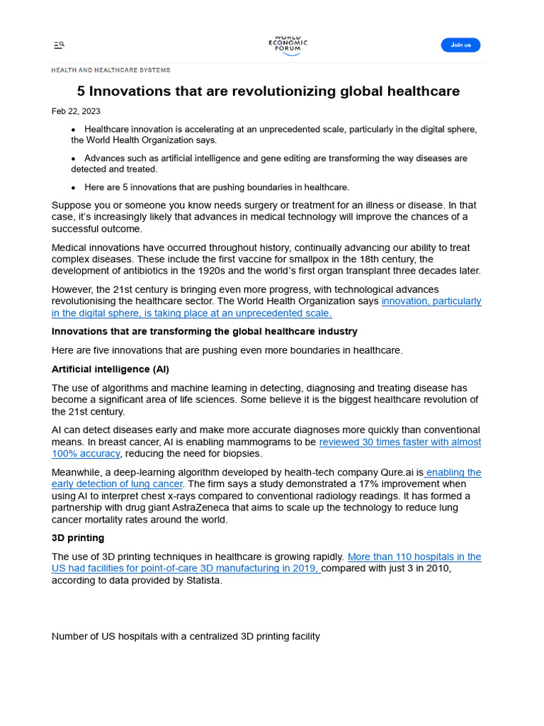 Text - 5 Innovations That Are Revolutionizing Global Healthcare | PDF ...