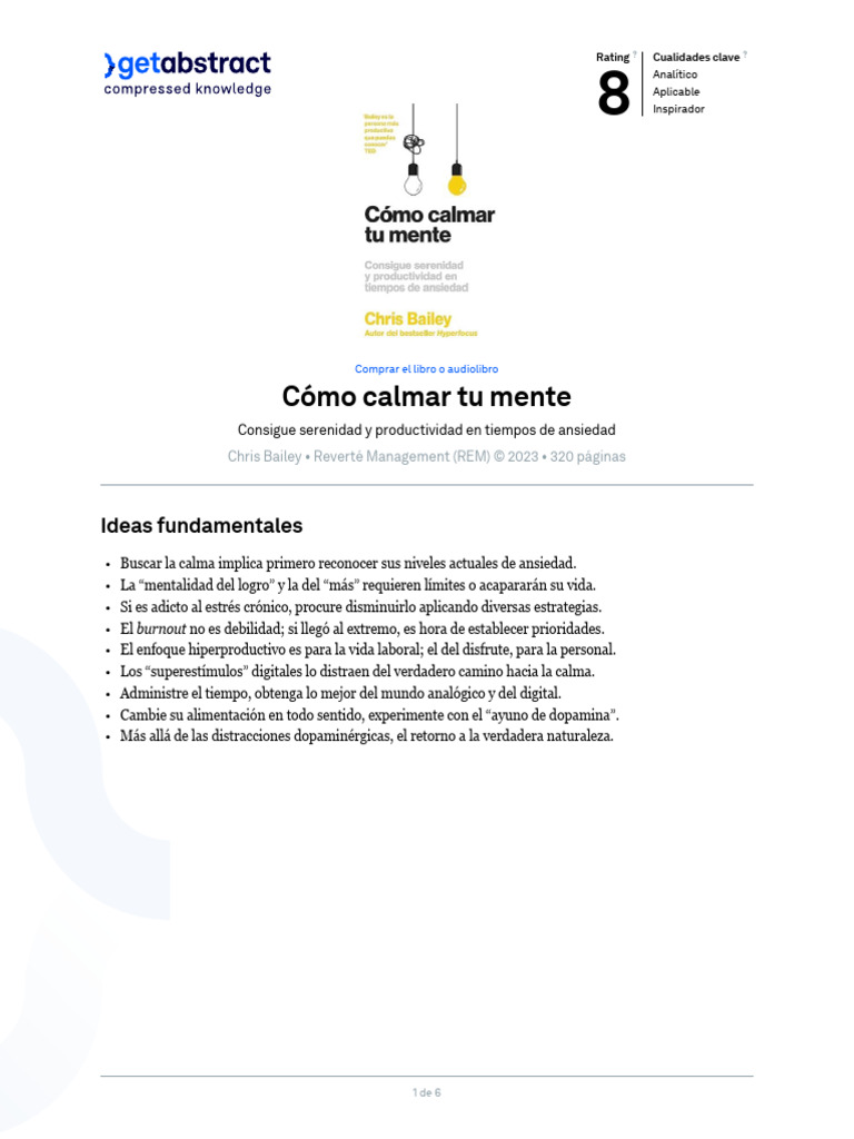 Cómo Calmar Tu Mente y Ser Productivo | PDF | Estrés (biología) | Ansiedad