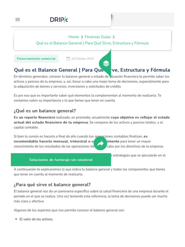 Función y Estructura del Balance General | PDF | Hoja de balance ...