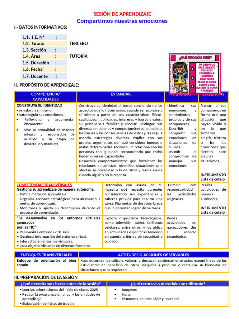 Compartiendo Emociones en Tutoría | PDF | Aprendizaje | Las emociones
