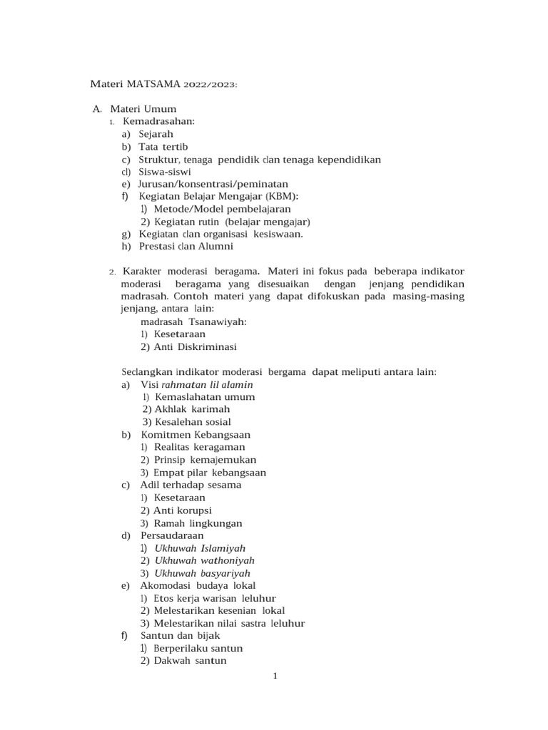 Desain Materi MATSAMA | PDF