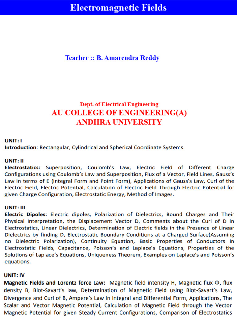 Emf - Ii - Eee - Syllabus - Class2 | PDF | Coordinate System ...
