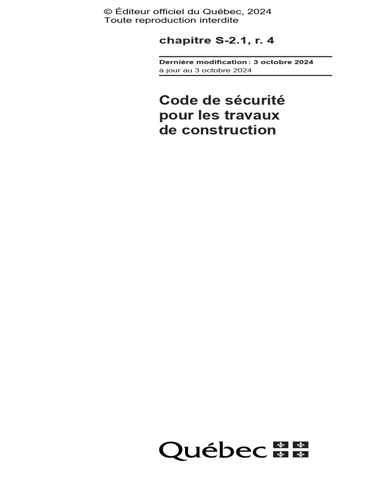 Code de sécurité des travaux au Québec | PDF