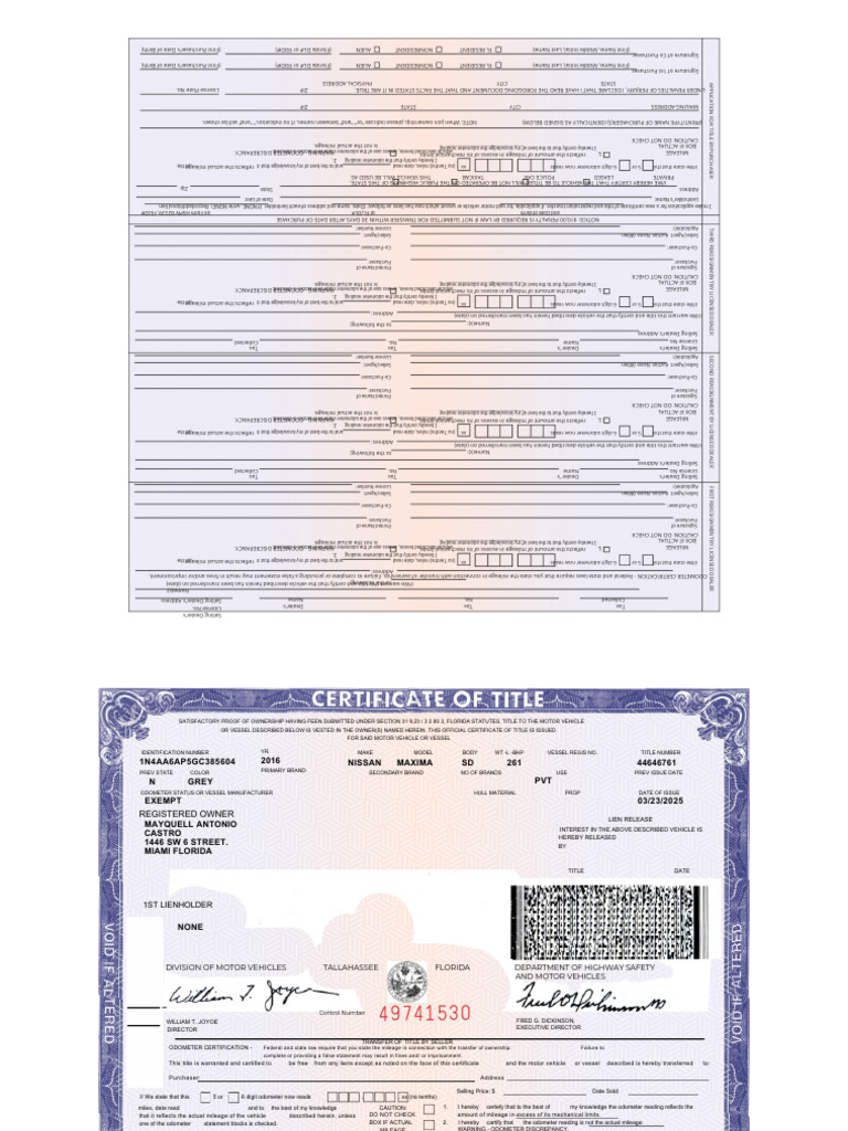 Florida Vehicle Title Application | PDF | Vehicles | Transport