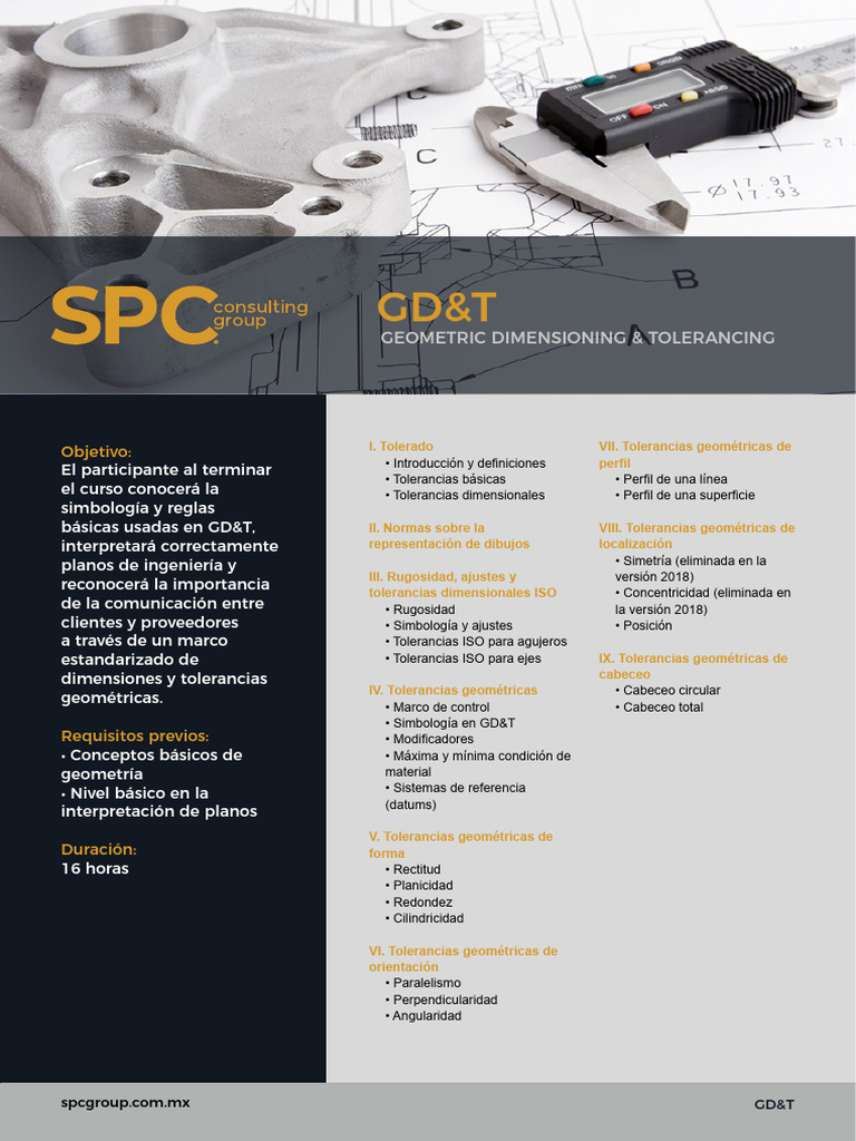 01 - GDT Geometric Dimensioning Tolerancing 16 Horas | PDF | Geometría
