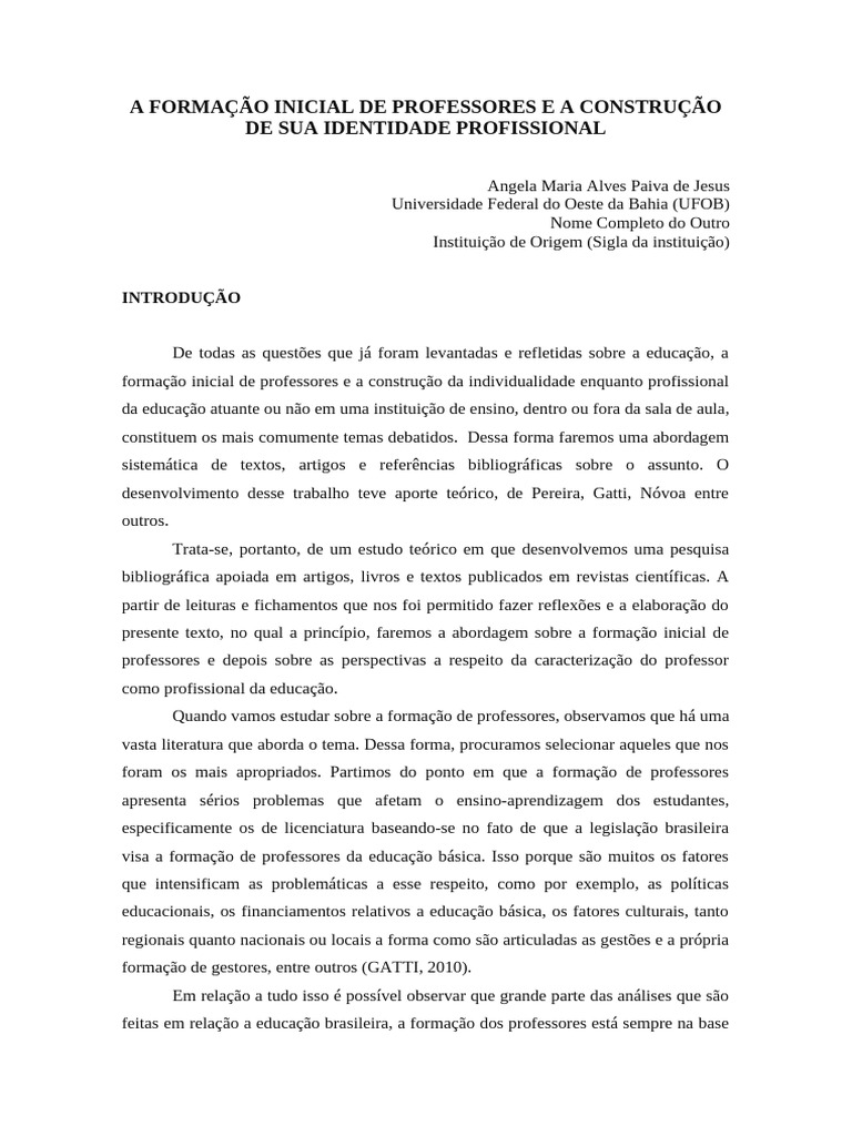 Formação de Professores e Identidade Profissional | PDF | Pedagogia ...