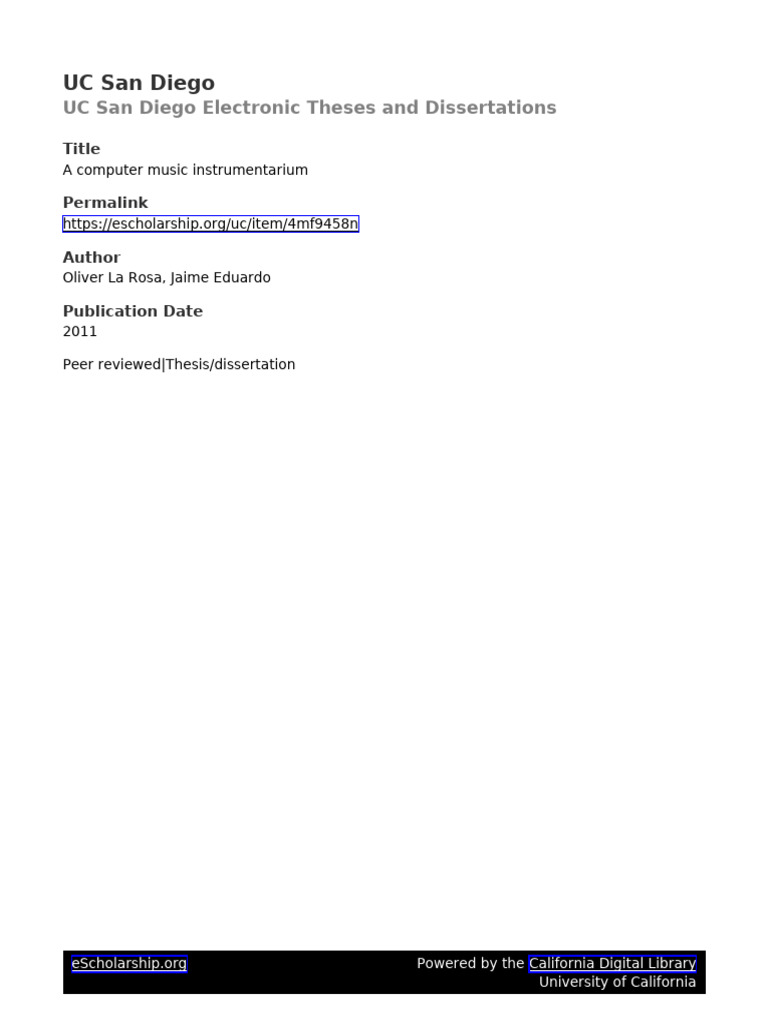 Oliver La Rosa, Jaime Eduardo - A Computer Music Instrumentarium | PDF ...