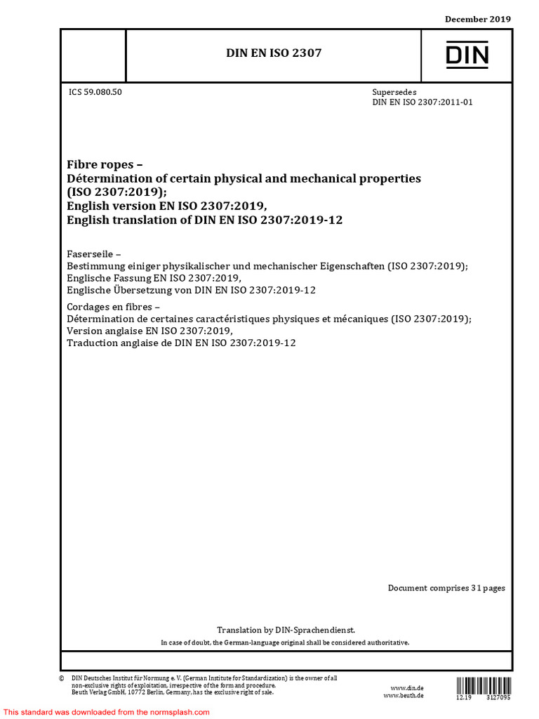 ISO 2307:2019 Fibre Ropes Standards | PDF | Rope | International ...