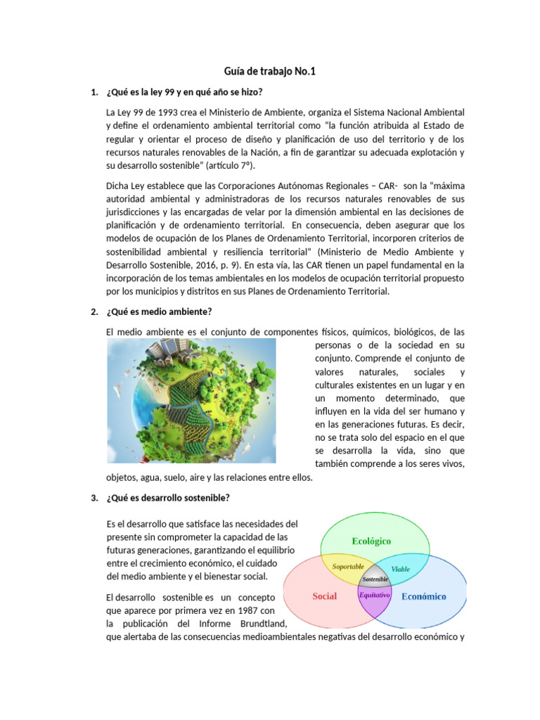 Guía de Trabajo No 1 | PDF | Sustentabilidad | Entorno natural