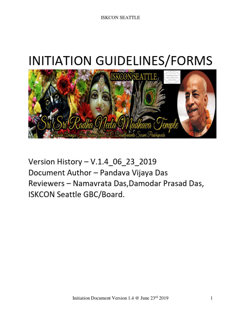 ISKCON Seattle Initiation Guidelines | PDF | Theistic Indian Philosophy ...