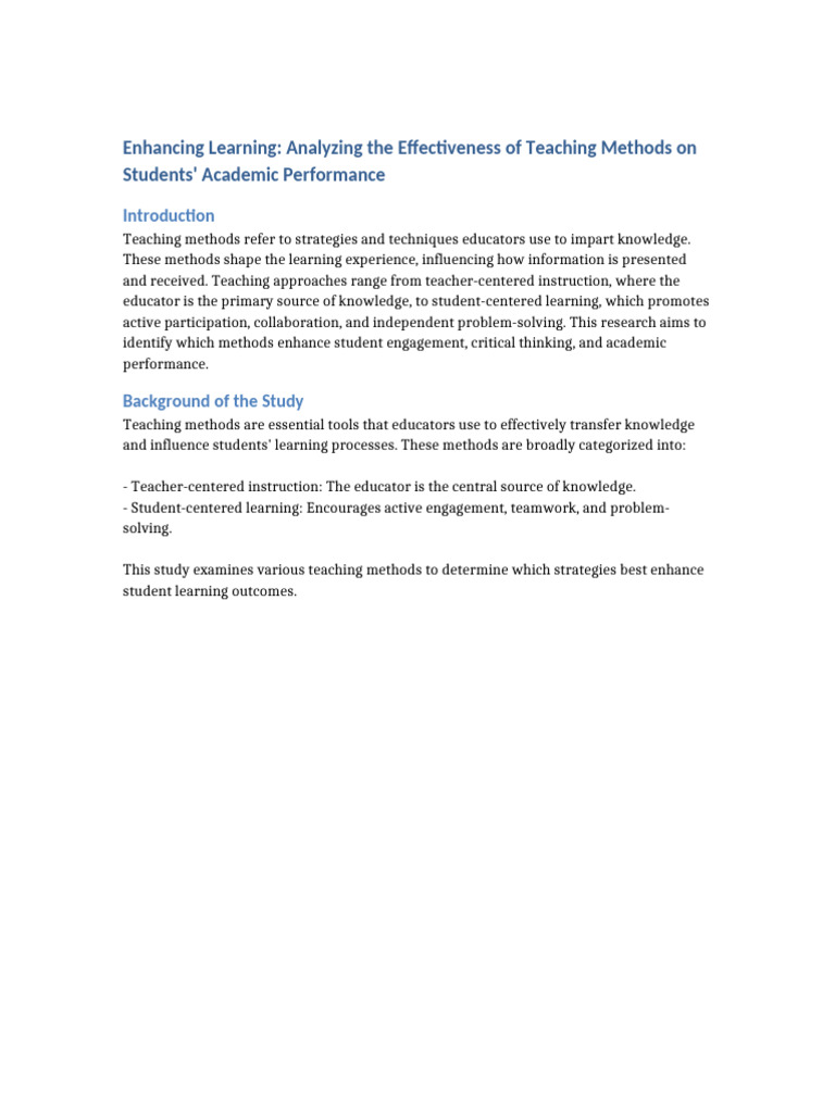 Teaching Methods Document | PDF