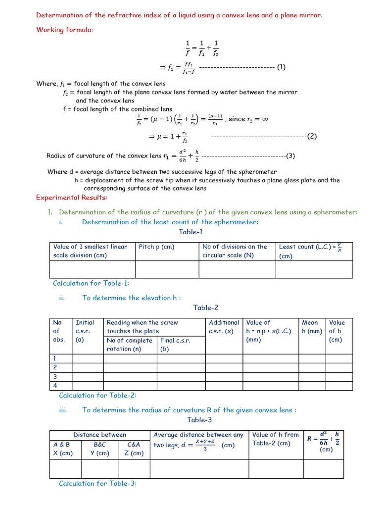 Refractive Index Determination Method | PDF | Optics | Light