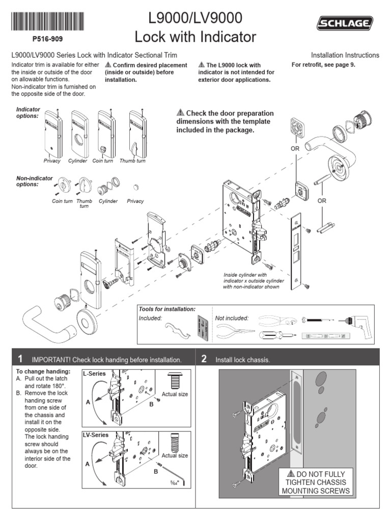 L9000 Lock Installation Guide | PDF | Machining | Metalworking