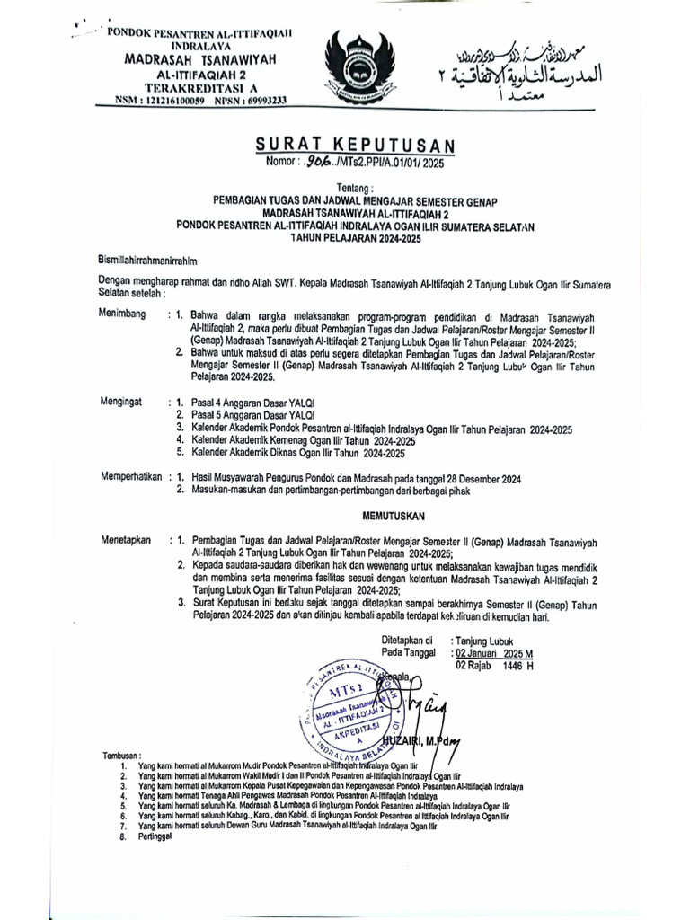 Roster S. Genap MTS 2 2024-2025 | PDF