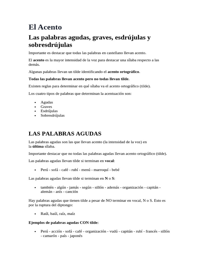 Tipos de Acento en Español: Guía Completa | PDF | Metro (poesía) | Rima