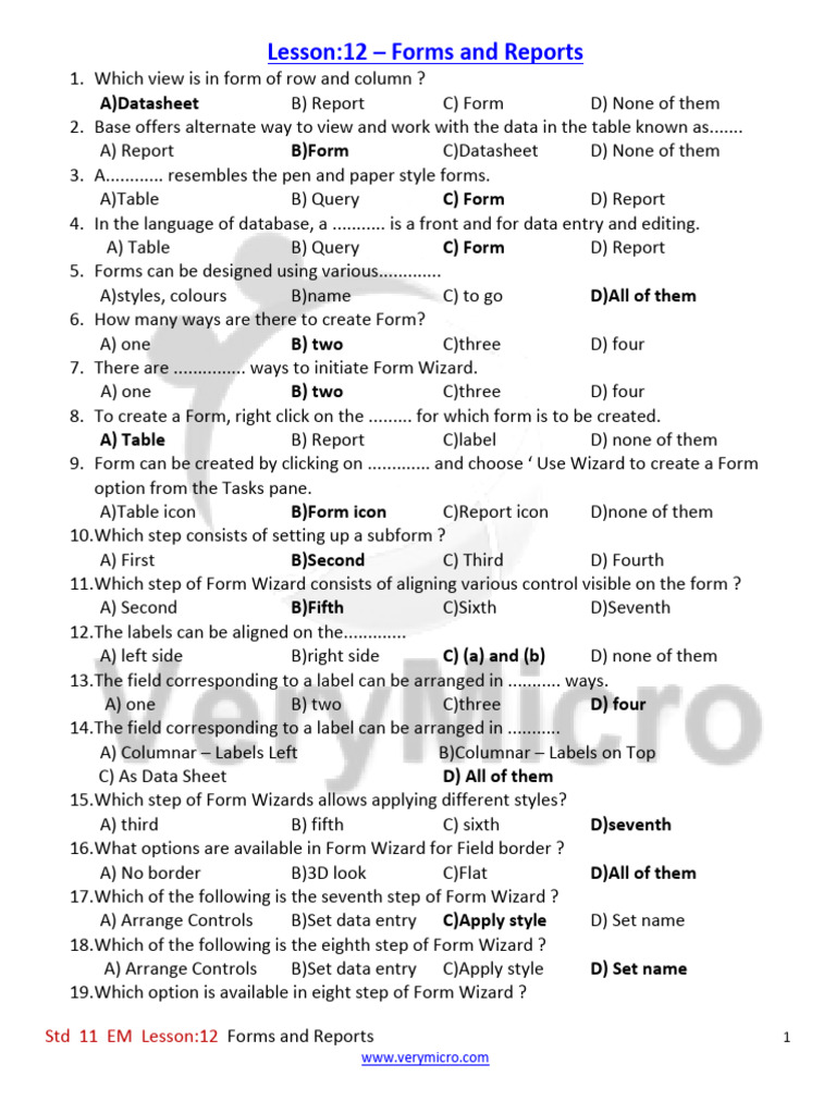 Unit 12-11EM | PDF | Table (Database) | Button (Computing)