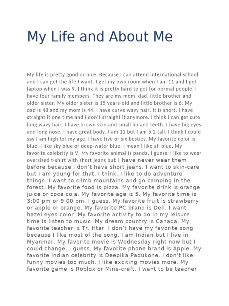 My Life Journey at Age 11 | PDF