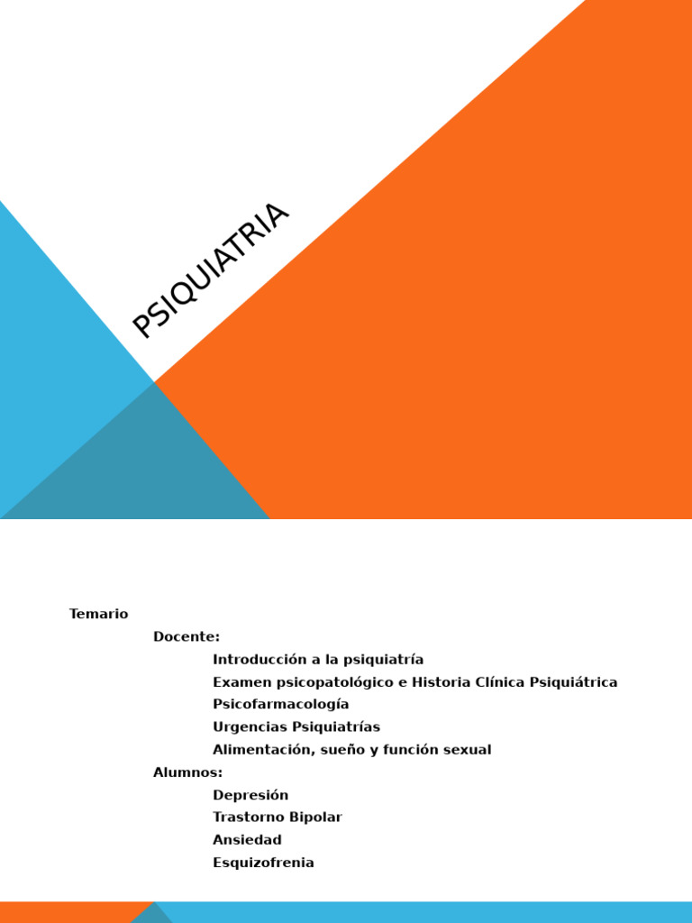 Introduccion A La Psiquiatria | PDF | Psiquiatría | Trastorno mental