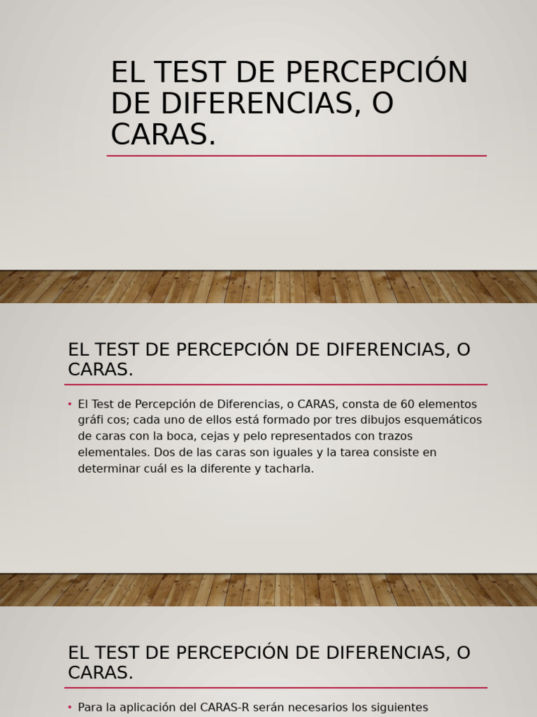 Test de Percepción de Diferencias CARAS | PDF | Atención | Cognición