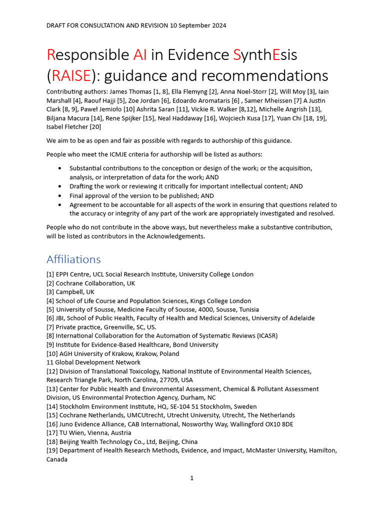 Responsible AI in Evidence SynthEsis v.0.9 2 | PDF | Artificial ...