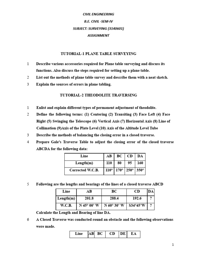 Civil Engineering Surveying Assignment Guide | PDF | Surveying | Tangent