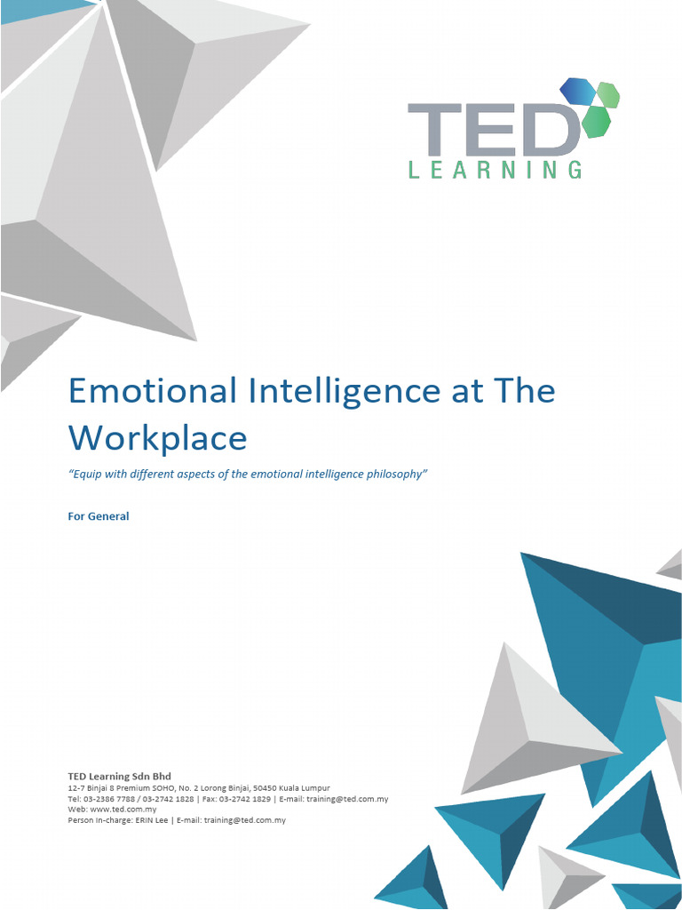 Emotional Intelligence at The Workplace | PDF | Emotional Intelligence ...