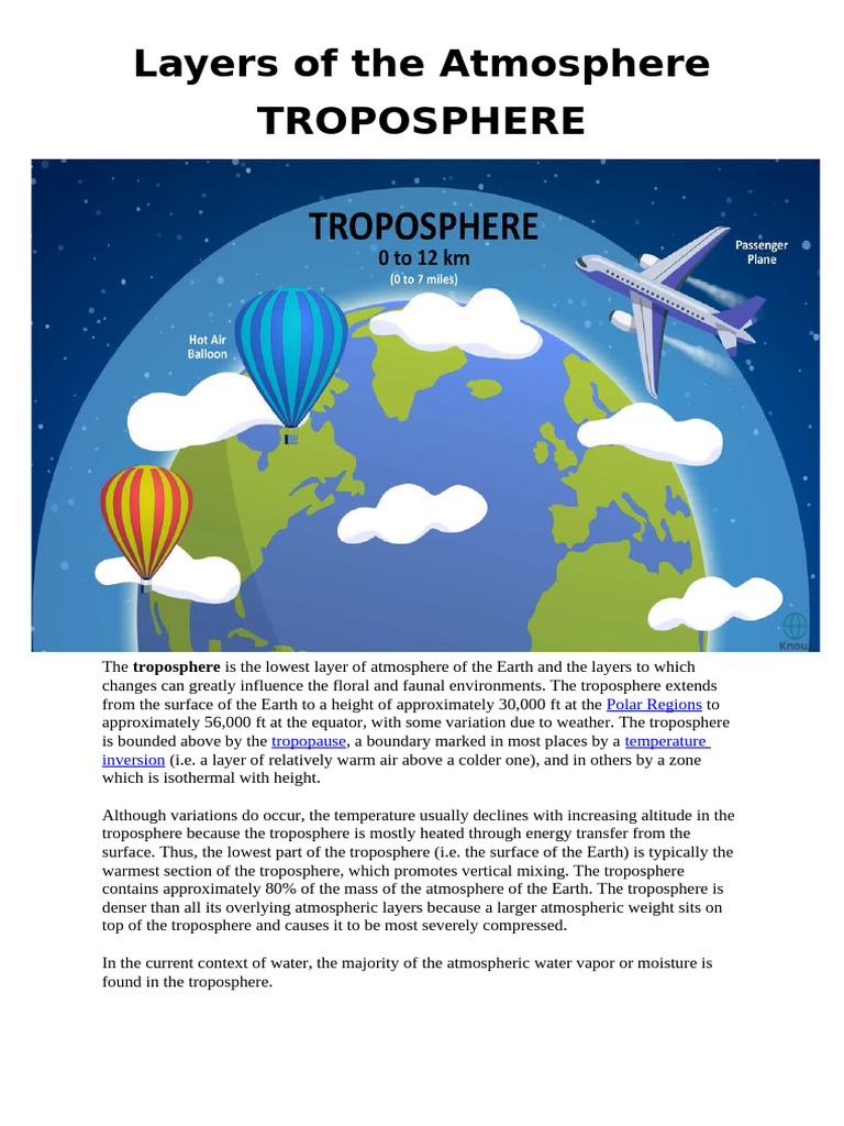 Overview of Earth's Atmospheric Layers | PDF | Troposphere | Atmosphere ...