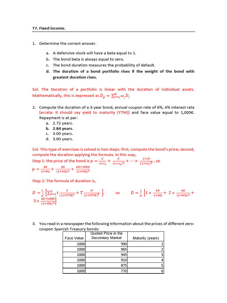 Fixed Income Analysis and Calculations | PDF | Bonds (Finance) | Interest