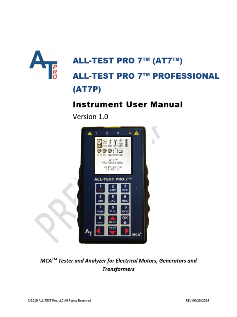 ATP AT7 Series Instrument User Manual - 20190620 | PDF | Electric Motor ...