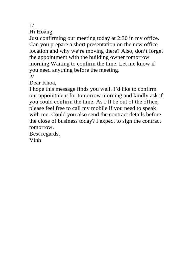 Meeting and Appointment Confirmation | PDF