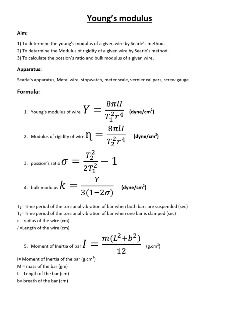 Young's Modulus via Searle's Method | PDF | Mechanics | Mechanical ...