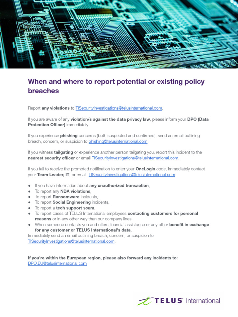 Global Security Risk Policy Reporting Contacts | PDF