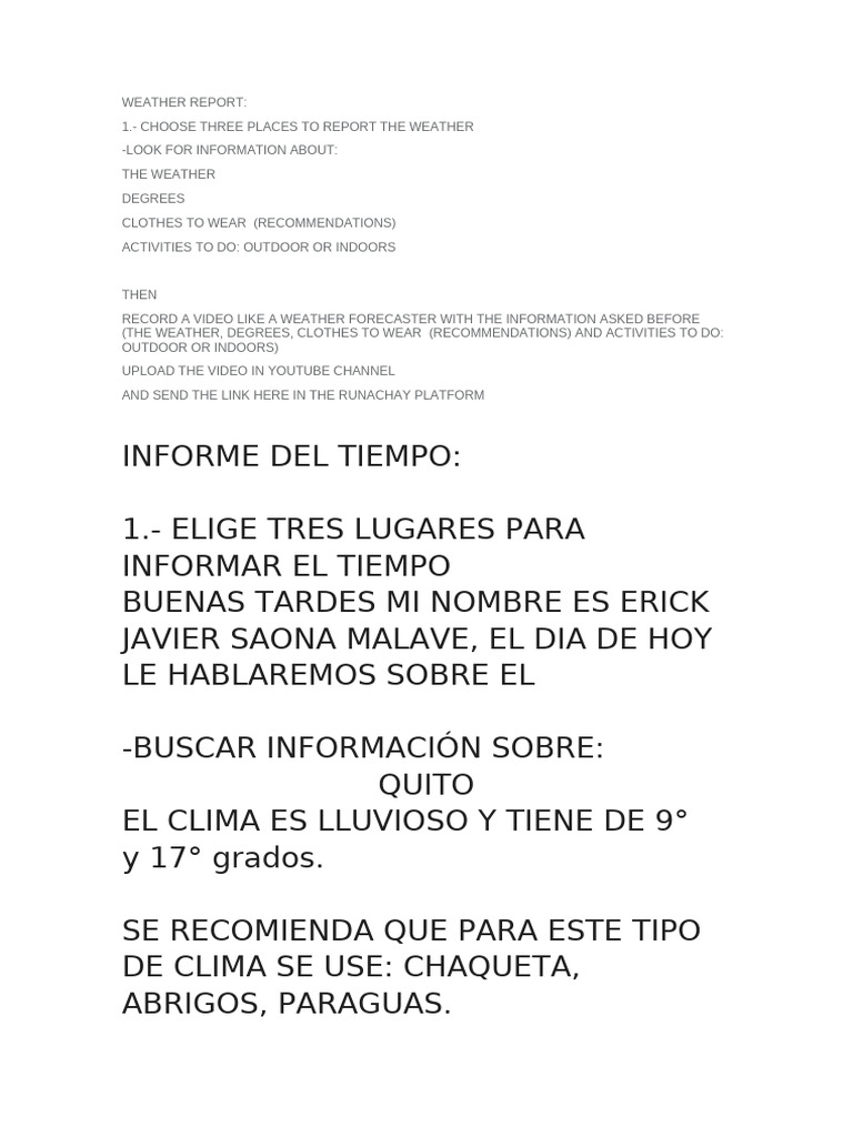 Weather Report | PDF