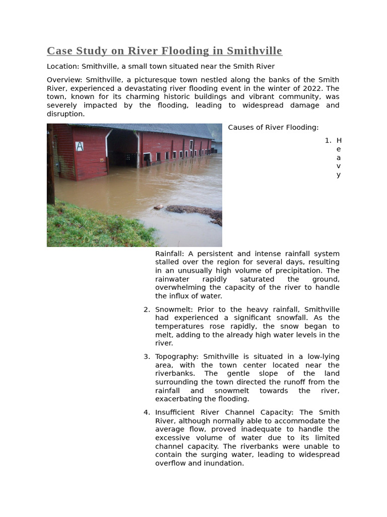 Case Study On River Flooding in Smith Vill 1 | PDF | Flood | River