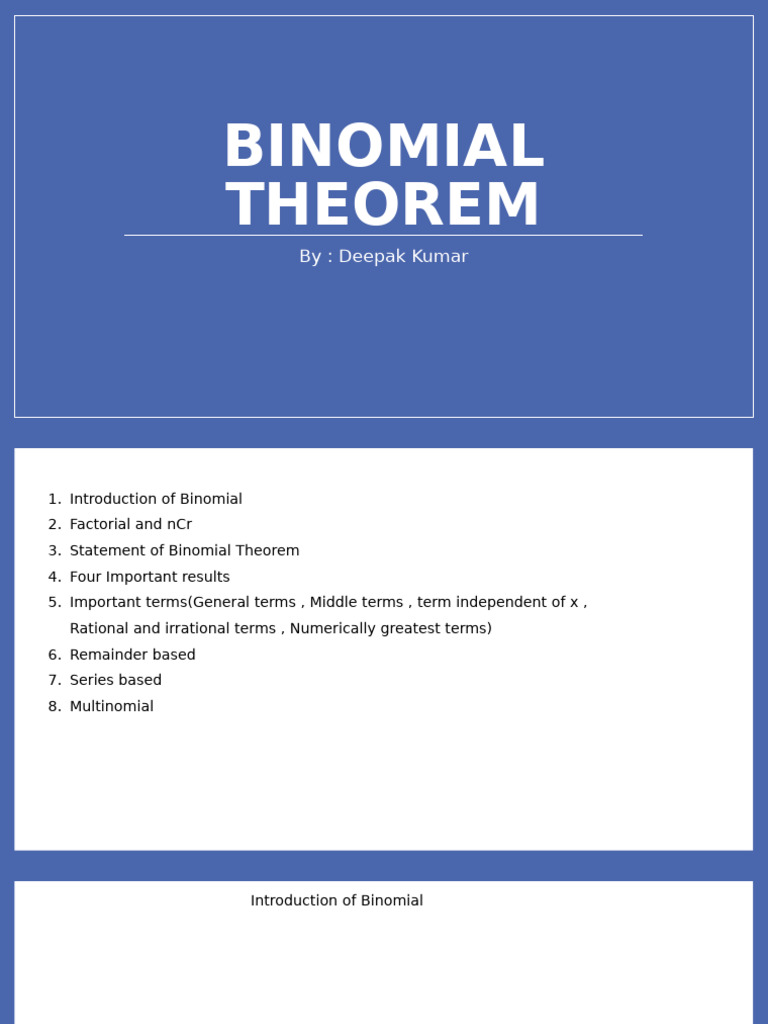 Understanding the Binomial Theorem | PDF