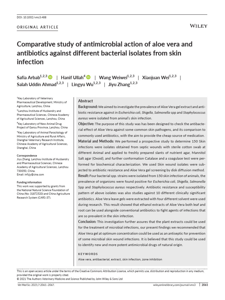 Comparative Study of Antimicrobial Action of Aloe Vera and Antibiotics ...