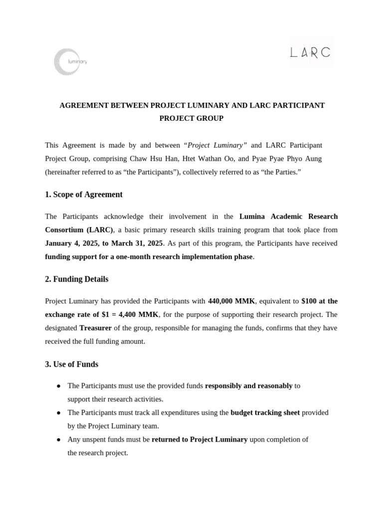 Agreement for LARC Project Funding | PDF